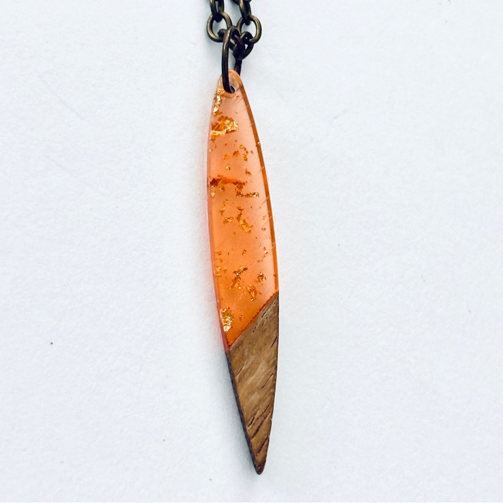 Resin and Wood Pendant Necklace, NWT